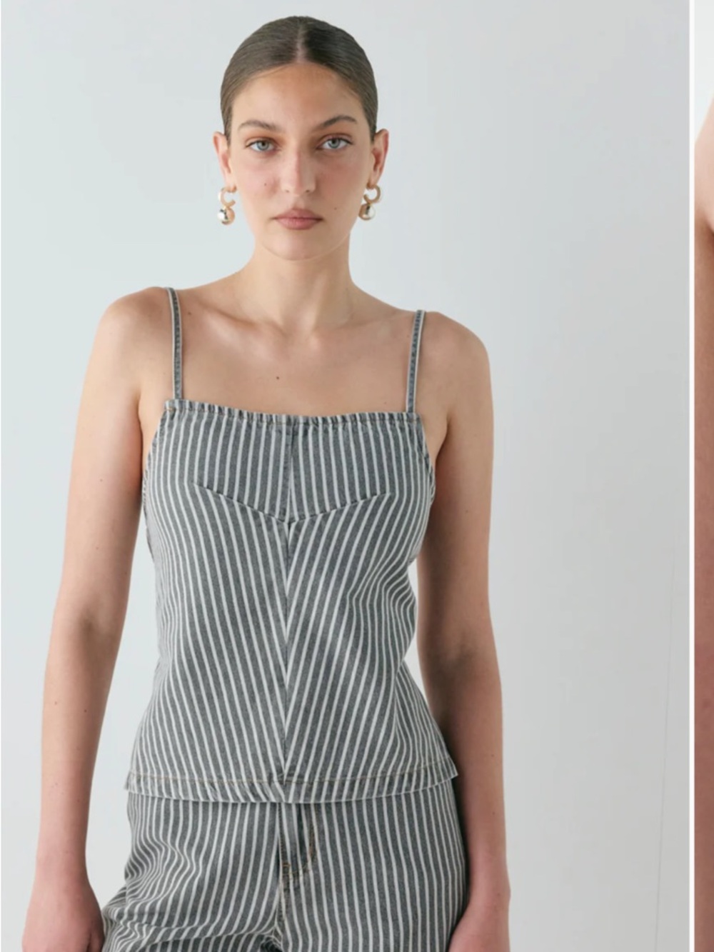 VRG GRL Striped Grey Spaghetti Strap Tank Top - Women's